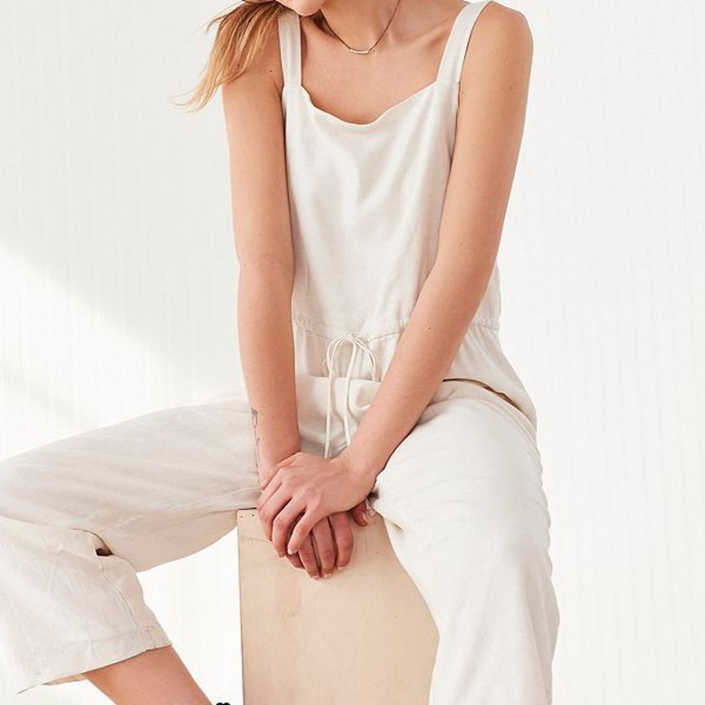 Silence + Noise Square Neck Linen Jumpsuit